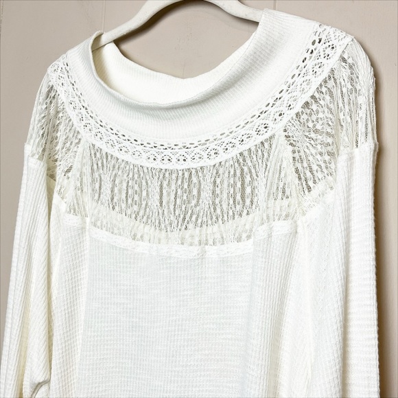 Free People Spring Valley Thermal Top Large Ivory flowy lace lightweight boho - Picture 3 of 10